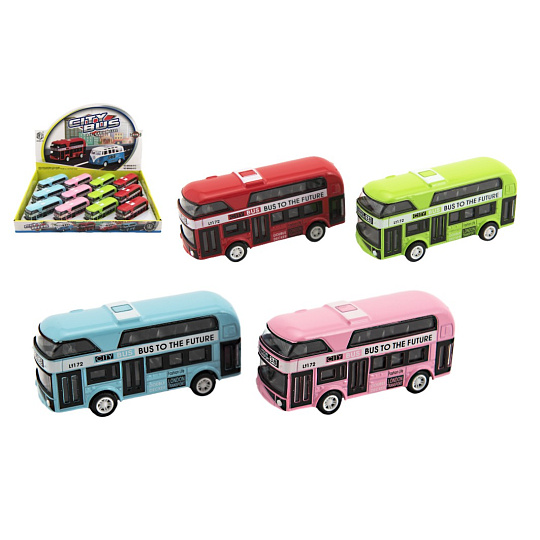 Teddies Autobus patrový kov/plast na zpětné natažení 9,5cm 4 barvy