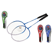 Teddies Sada badminton pálky 2ks + míček 1ks 64cm kov/plast 4 barvy v pouzdře