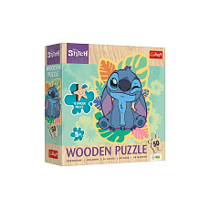 Puzzle dřevěné nepravidelné tvary Lilo a Stitch 50 dílků 19,8x25,8cm v krabici 20x20x6cm