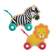 Mattel Fisher-Price DŘEVĚNÁ POSTRKOVACÍ LEV A ZEBRA