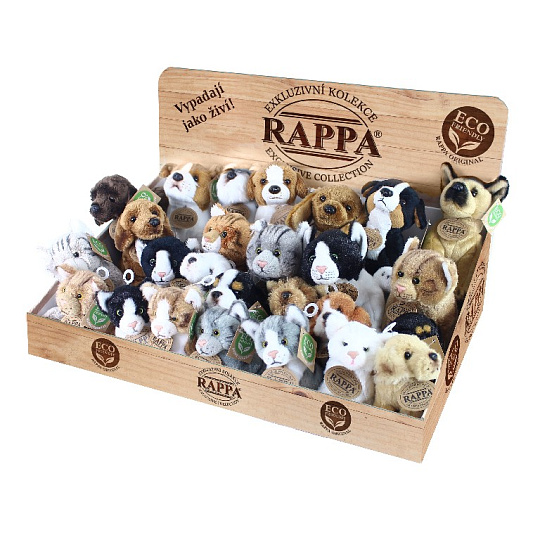 Rappa Displej exkluzivní plyš psi a kočky ECO-FRIENDLY