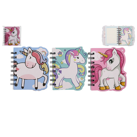 Teddies Zápisník/blok jednorožec kroužkový 11x12,5cm 3 druhy Teddies Zápisník/blok jednorožec kroužkový 11x12,5cm 3 druhy