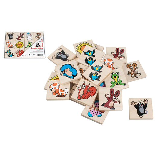 Pexeso Krtek společenská hra 24 dřevěných kamenů v krabičce 17x13x1,5cm