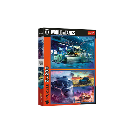 Puzzle 2v1 World of tanks 2x200 dílků 41x27,5cm v krabici 26x34x4,5cm