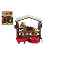 Teddies Kůň fliška se stájí a doplňky plast v krabici 23x27x9cm