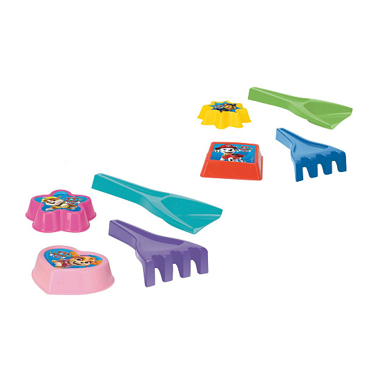 WADER Sada na písek 4ks plast lopatka,hrabičky,2ks formiček Tlapková patrola/Paw Patrola 4 barvy v síťce