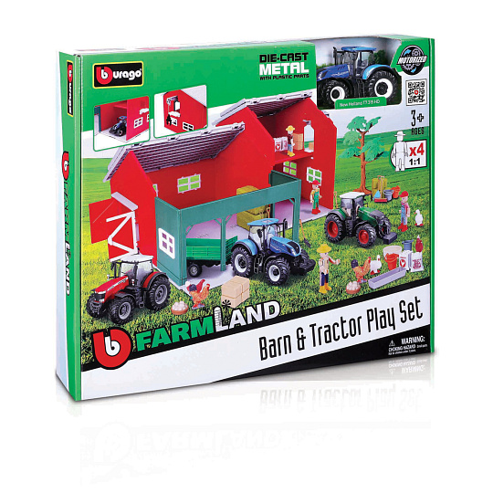 Bburago - FARMLAND, Set Stodola s traktorem, assort