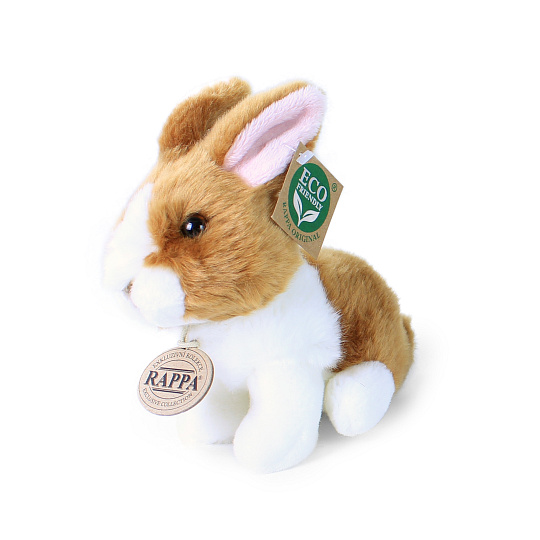 Rappa Plyšový králík bílo-hnědý sedící 16 cm ECO-FRIENDLY