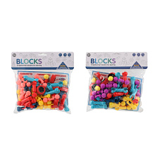 Stavebnice kostky plast 2 barvy v sáčku 24,5x23cm