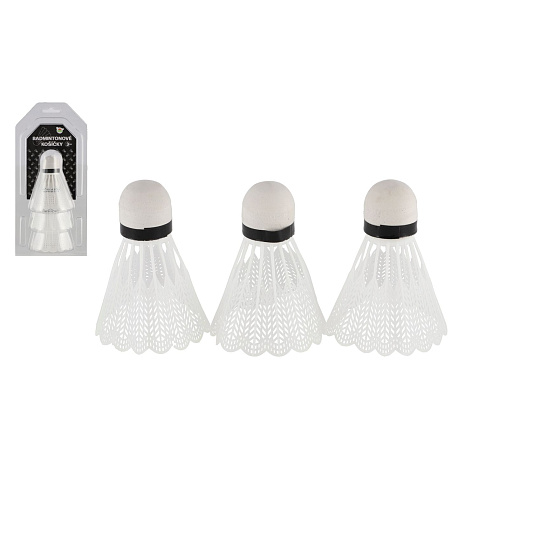 Míčky/Košíčky na badminton bílé 3ks plast v blistru 11x22cm Míčky/Košíčky na badminton bílé 3ks plast v blistru 11x22cm