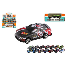Auto závodní mini kov/plast 6cm na volný chod mix barev v krabičce 48ks v boxu