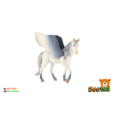 Kůň s křídly bílo-šedý zooted plast 14cm 