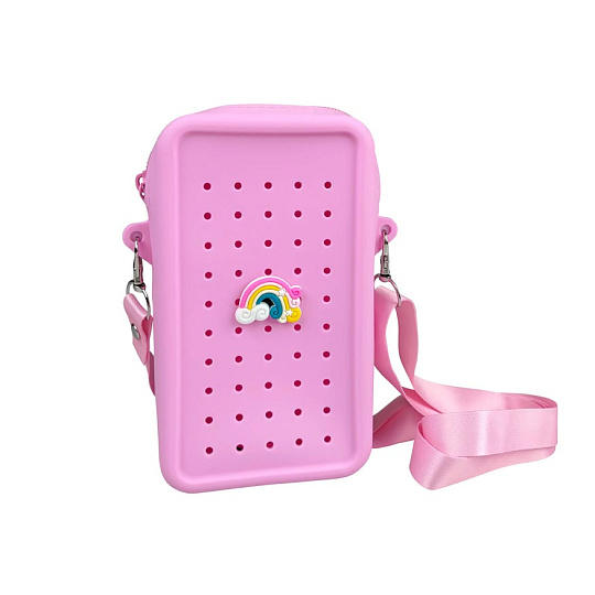 MFP Gifty - Silikonová crossbody taštička růžová a ozdobný pin