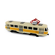 Rappa Kovová česká retro tramvaj žlutá 16 cm-otevírací dveře