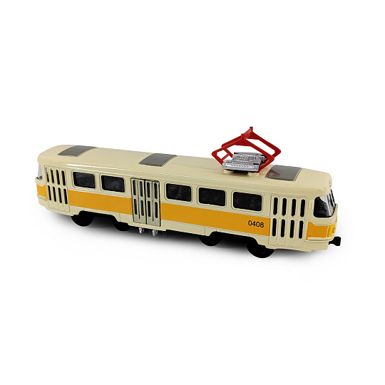 Rappa Kovová česká retro tramvaj žlutá 16 cm-otevírací dveře