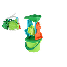 Sada na písek plast kbelík se sítkem 13x10cm, lopatka, hrabičky, mlýnek v síťce Sada na písek plast kbelík se sítkem 13x10cm, lopatka, hrabičky, mlýnek v síťce