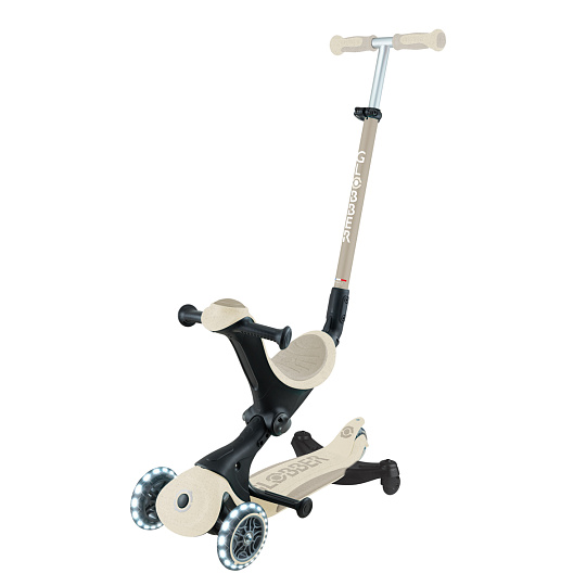 GLOBBER Koloběžka GO UP DELUXE 360° LIGHTS ECOLOGIC  3v1, coconut