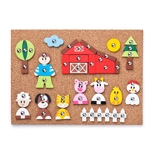 Woody Korková deska s přibíjejícími tvary -  Zvířátka, 150 dílů