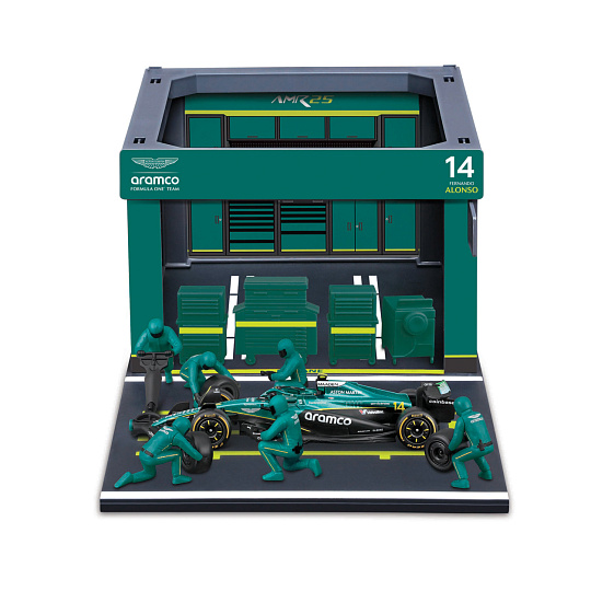 Bburago - Formula Racing F1 Pit Pass set - Aston Martin AMR25 (2025), #14 Fernando Alonso, 1:43 Bburago - Formula Racing F1 Pit Pass set - Aston Martin AMR25 (2025), #14 Fernando Alonso, 1:43