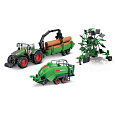 Bburago - FARMLAND, Set FENDT 1050 VARIO se třemi přívěsy, 10 cm