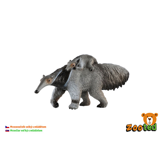 Mravenečník velký samice s mládětem zooted plast 16cm 