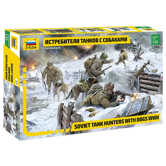Zvezda Model Kit figurky 3611 - Soviet Tank Hunters with dogs (1:35)