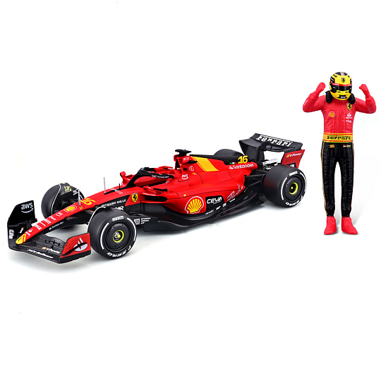 Bburago - FORMULE RACING, F1 Ferrari SF-23 (2023) s figurkou jezdce, #16 Charles Leclerc, 1:24