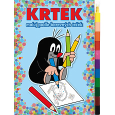 Akim Giochi Preziosi Maluj podle barevných teček A5 + MAXI voskovka - Krtek 2