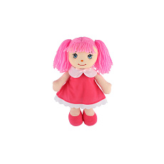 Panenka Mazlinka hadrová s růžovými vlásky látka 31cm 0m+