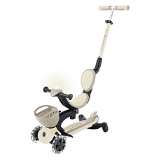 GLOBBER Koloběžka Go Up Baby Lights se sedátkem 3 v 1, taupe