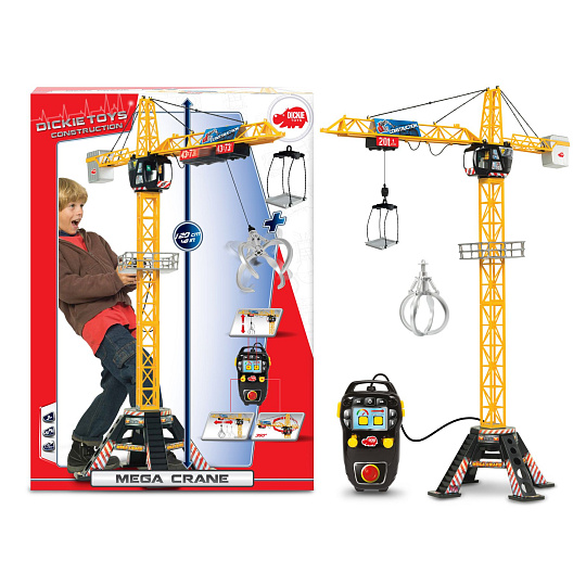 Dickie RC Dickie stavební jeřáb Mega Crane 120cm, na kabel