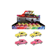 Teddies Auto Welly Volkswagen Beetle kov/plast 12cm 4 barvy na zpětné natažení