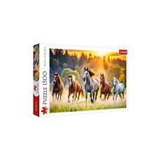 Puzzle Divocí koně 1500 dílků 85x58cm v krabici 40x27x6cm