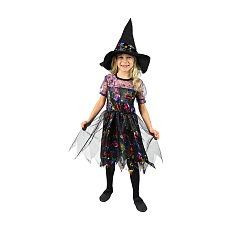 Rappa Dětský kostým čarodějnice barevná/Halloween (M)