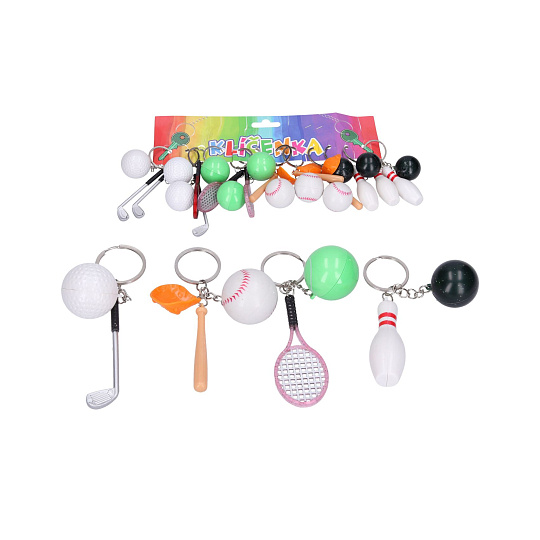Wiky Přívěsek na klíče/Klíčenka sport kov/plast 11cm mix druhů 12ks na kartě