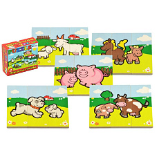 Teddies Puzzle Moje první zvířátka dřevěné 18 dílků pro nejmenší v krabičce 13x11,5x4,5cm 12m+ MPZ