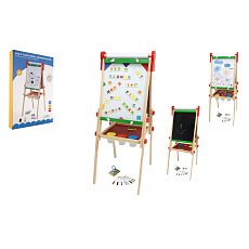 Tabule oboustranná magnetická dřevo černá/bílá 35x43cm s rolí papíru s doplňky v krabici 40x61cm