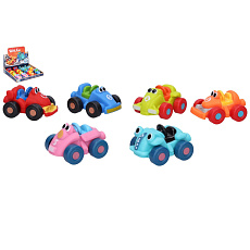 Auto/Formule závodní pro nejmenší měkký plast 8cm na volný chod 6 barev 12ks v boxu 18m+