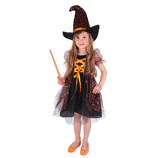 Rappa Dětský kostým čarodějnice/Halloween hvězdička (M) EKO