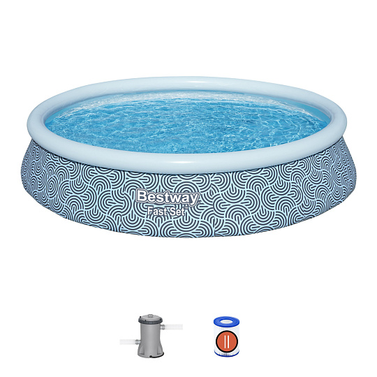 Bestway Nadzemní bazén kruhový Fast Set, kartušová filtrace, průměr 3,96m, výška 84cm Bestway Nadzemní bazén kruhový Fast Set, kartušová filtrace, průměr 3,96m, výška 84cm