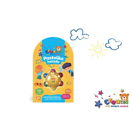 Voskovky pastelky hvězda created 6 barev 6cm na kartě