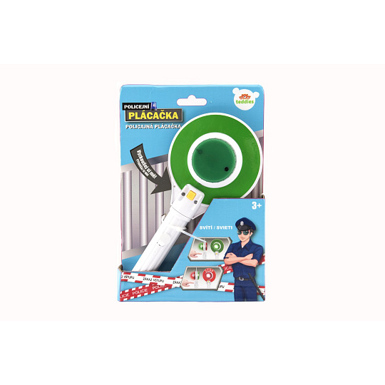 Teddies Policejní plácačka plast 23cm na baterie se světlem v krabičce 17x25x4cm Teddies Policejní plácačka plast 23cm na baterie se světlem v krabičce 17x25x4cm