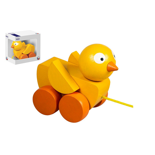 Kuře tahací/tahačka dřevo 6x8cm v krabičce 10x10x6cm 12m+ Kuře tahací/tahačka dřevo 6x8cm v krabičce 10x10x6cm 12m+