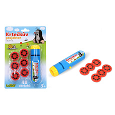 Projektor Krtek plast na baterie se světlem 48 snímků na kartě 15x23x4cm