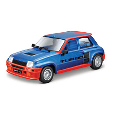 Bburago - Auta HOBBY, Renault 5 Turbo, modrá metalíza-červená, 1:24