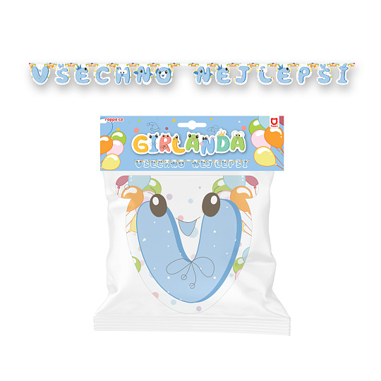 Rappa Papírová girlanda Všechno nejlepší - modrá