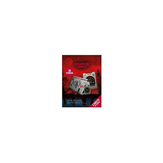 Samolepky technické 39ks Stranger Things 4 v papírové obálce 17,5x35cm  20ks v boxu