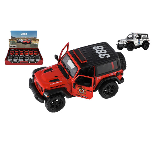 Teddies Auto Kinsmart Jeep Wrangler Policie 2018 kov/plast 12cm 2 barvy na zpětné natažení