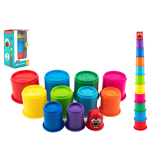 Teddies Kubus pyramida skládanka kulatá plast 11ks v krabici 11x20x11cm 12m+ Teddies Kubus pyramida skládanka kulatá plast 11ks v krabici 11x20x11cm 12m+