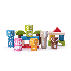 Woody 90912 Kostky barevné s potiskem 26 ks - 3,3 cm